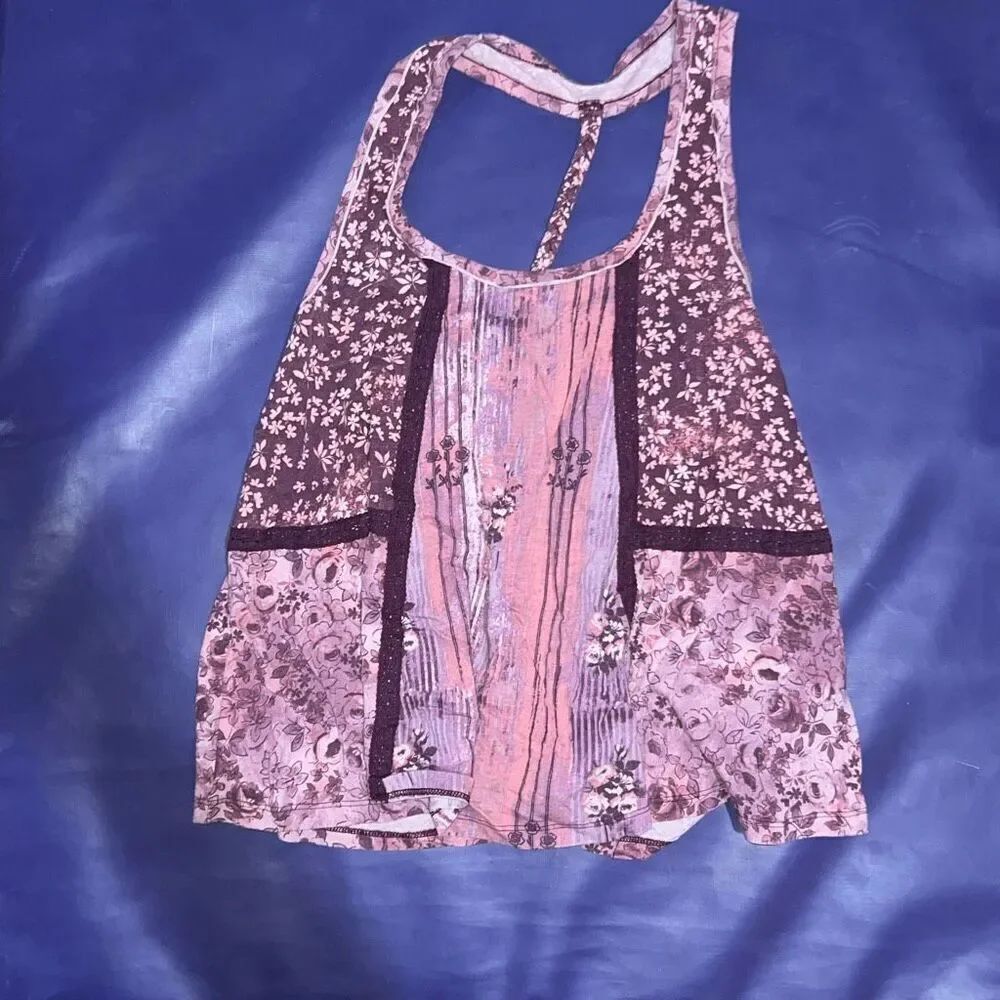 Mudd Boho Floral Patchwork Racerback Tank Top